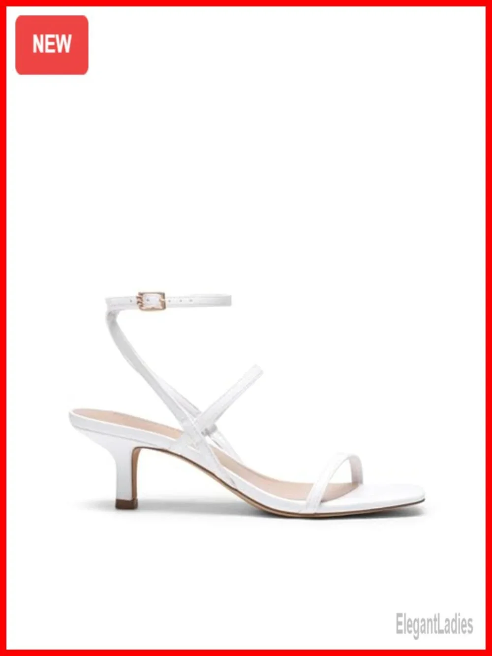 Kitten Heel Strappy Square Open Toe Ankle Buckle Sandals Faux Leather